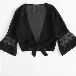 Mesh black tie shirt.